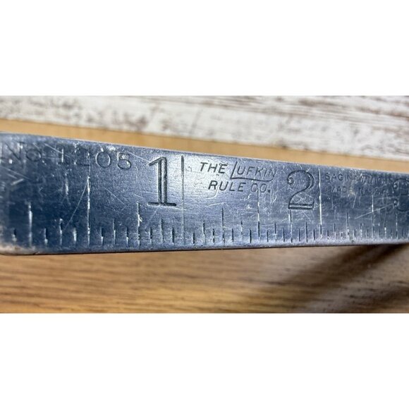 Vtg Lufkin Rule Co No 1205 Aluminum 72” Folding Ruler Brass Joints Saginaw Mich - Picture 2 of 4